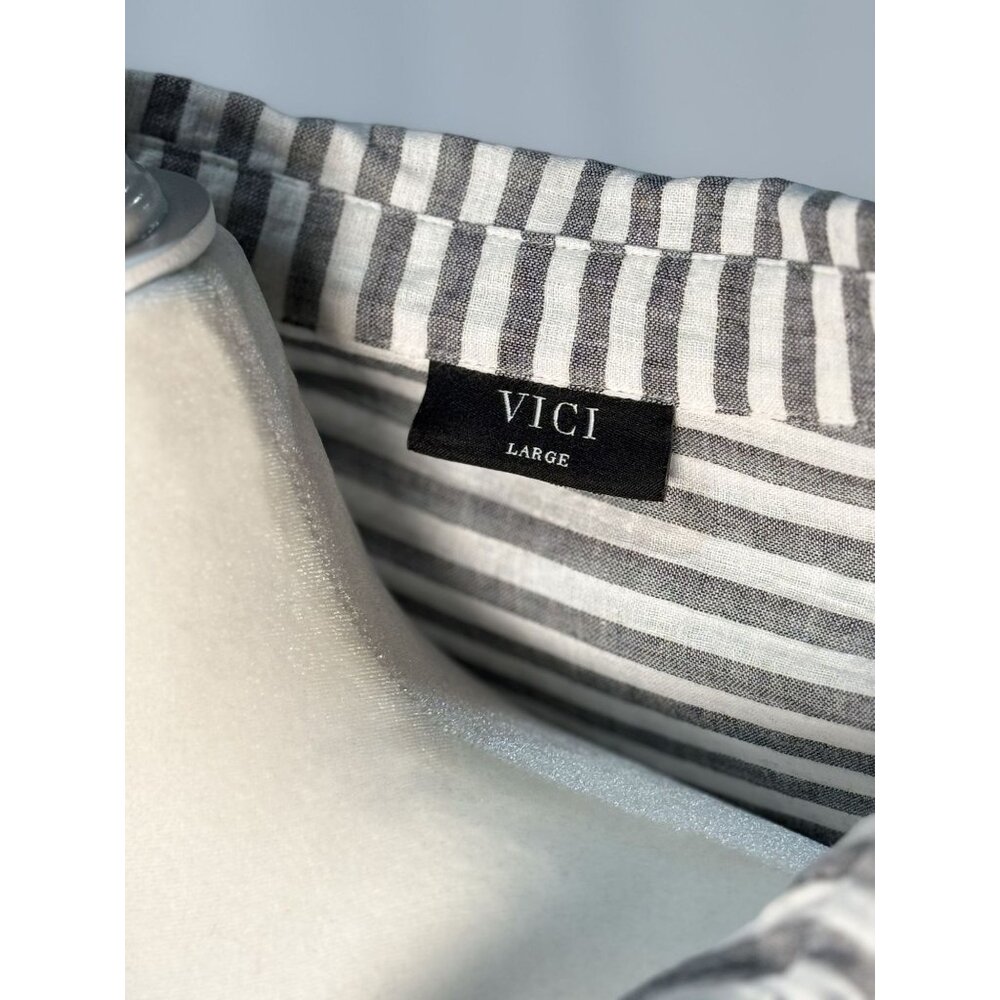 VICI Size Large Woman Blouse 100% Cotton Breatnable Elegant - Picture 8 of 8